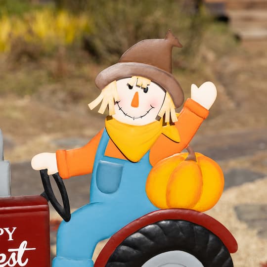 Glitzhome® 30" Fall Metal Tractor & Scarecrow Yard Stake